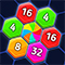 Hexagon is a new number puzzle game that combines strategic number merging with the popular match-3 gameplay. Your task is to pick up and place Hexagon blocks on the board and to connect three or more blocks of the same number to merge them into one block of a higher number. Each time you merge you free up some space again and earn points. Create combos and you will earn even more points and coins. You can click on the upcoming Hexagon blocks to flip their orientation before placing them. Make sure to use your coins to buy power-ups. Use the Hammer to crush a single Hexagon block or use the Refresh booster to exchange the next Hexagon block. Will you be able to beat the high-score? Play Hexagon now for free and find out!